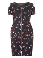 Dorothy Perkins Dp Curve Berry Floral Zipped Front Dress