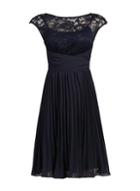 Dorothy Perkins *jolie Moi Navy Lace Pleated Dress