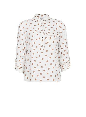 Dorothy Perkins Petite Camel Spot Print Roll Sleeve Shirt
