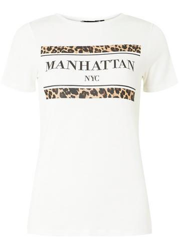 Dorothy Perkins White Leopard Motif Print T-shirt