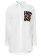Dorothy Perkins *noisy May White Leopard Print Pocket Shirt
