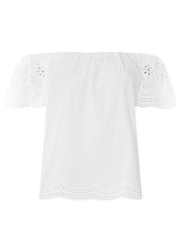 Dorothy Perkins White Broderie Sleeve Bardot Top