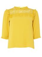 Dorothy Perkins Petite Ochre Lace Yoke Top