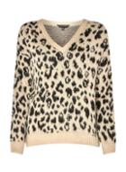 Dorothy Perkins Beige Brushed Leopard Print V-neck Jumper