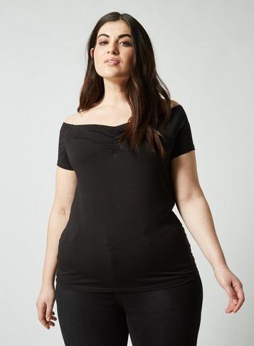 Dorothy Perkins *dp Curve Black Ruched Bardot Top