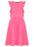 Dorothy Perkins *tall Pink Ruffle Fit And Flare Dress