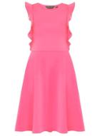 Dorothy Perkins *tall Pink Ruffle Fit And Flare Dress