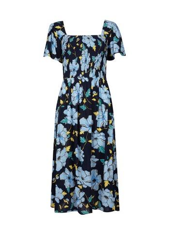 Dorothy Perkins Navy Floral Print Midi Skater Dress