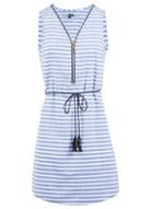 *izabel London Striped Zip Front Dress