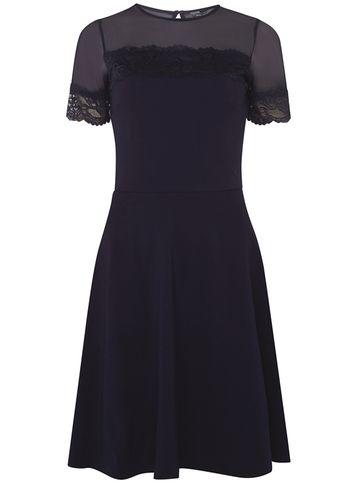 Dorothy Perkins *tall Navy Mesh Lace Dress
