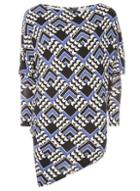 Dorothy Perkins Blue Geo Jersey Batwing Top