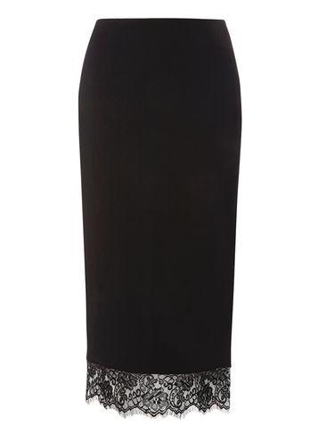 Dorothy Perkins *tall Black Lace Hem Tube Skirt