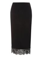 Dorothy Perkins *tall Black Lace Hem Tube Skirt