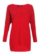 Dorothy Perkins *red Diamante V-neck Jumper