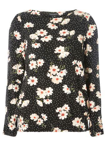 Dorothy Perkins Black Floral Ruched Hem Top
