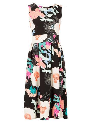Dorothy Perkins *feverfish Multi Colour Floral Print Skater Dress