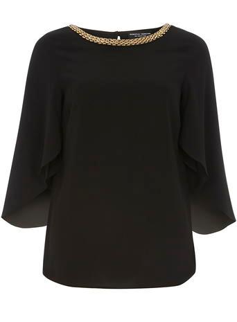 Dorothy Perkins Black Chain Split Sleeve Top