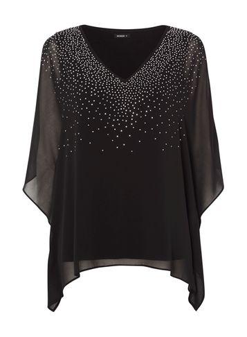 Dorothy Perkins *roman Originals Black Chiffon Overlay Top