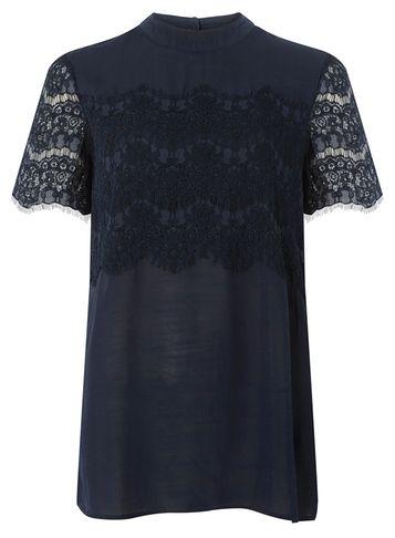 Dorothy Perkins *vila Navy Lace Panel Top
