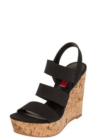 Dorothy Perkins *london Rebel Black Elastic Strap Wedge Sandals