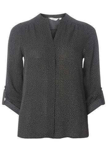 Dorothy Perkins Black Pindot Roll Sleeve Shirt