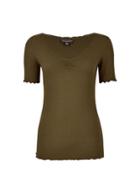 Dorothy Perkins Khaki Ruched Front Top