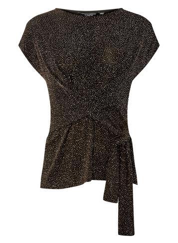 Dorothy Perkins Gold Glitter Knot Front Top