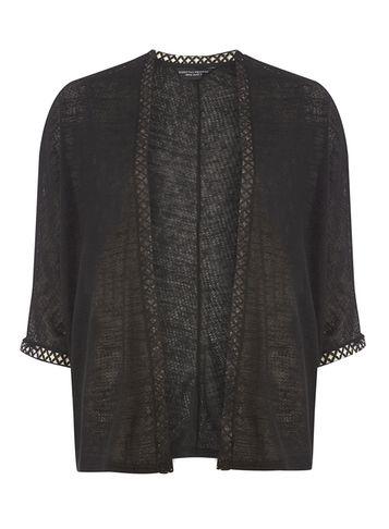 Dorothy Perkins Black Geo Lace Trim Cardigan