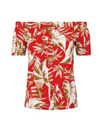 Dorothy Perkins Petite Red Tropical Print Bardot Top