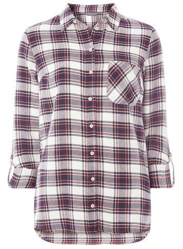 Dorothy Perkins *tall Navy And Pink Check Shirt