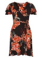 Dorothy Perkins Petite Red Oriental Print Wrap Dress