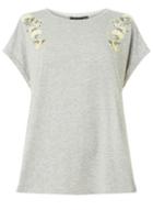 Dorothy Perkins *dp Curve Grey Floral Embroidered T-shirt