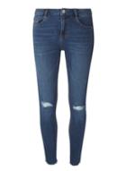 Dorothy Perkins Blue Mid Wash Ripped Knee Raw Hem Jeans