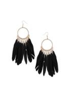 Dorothy Perkins Black Feather Hoop Earrings