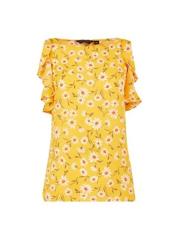 Dorothy Perkins Yellow Daisy Print Ruffle Top