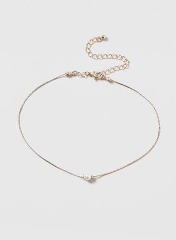 Dorothy Perkins Gold Chain Choker Necklace With Pearl