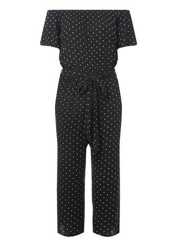 Dorothy Perkins Black And White Spot Print Bardot Jumpsuit