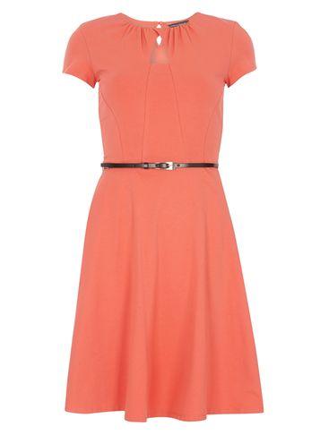 Dorothy Perkins *tall Rose Keyhole Belted Tea Dress