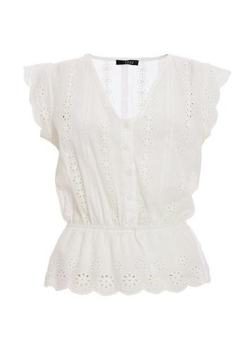 *quiz Cream Broderie Peplum Top