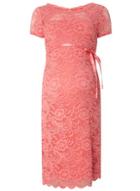 Dorothy Perkins *mamalicious Coral Short Sleeve Belted Lace Dress