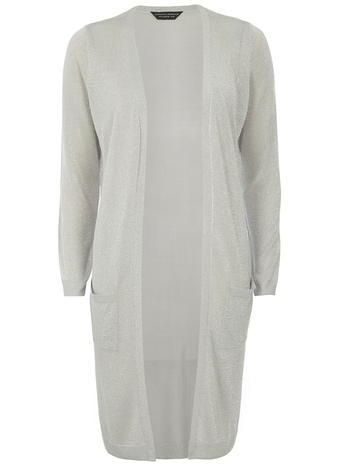 Dorothy Perkins Silver Longline Sparkle Yarn Cardigan