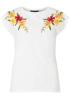 Dorothy Perkins Ivory Tropical Embroidered T-shirt