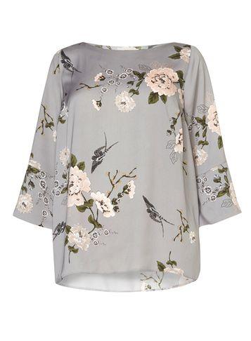 Dorothy Perkins Dp Curve Grey Oriental Foral Top