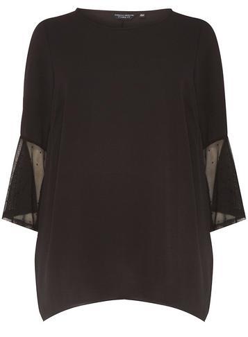 Dorothy Perkins *dp Curve Black Mesh Flutter Sleeve Top