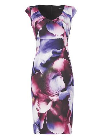 Dorothy Perkins *roman Originals Purple Printed Scuba Shift Dress