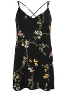 Dorothy Perkins Black Floral Print Cross Back Camisole Top