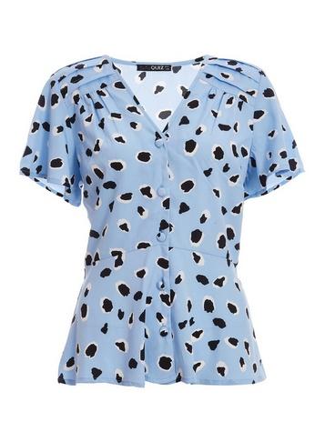 *quiz Blue Dalmatian Print Peplum Top