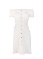 Dorothy Perkins Ivory Button Bardot Fit And Flare Dress