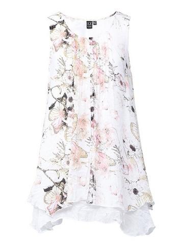 * Izabel London Pink Floral Print Layered Hem Top