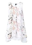 * Izabel London Pink Floral Print Layered Hem Top